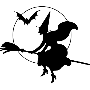Halloween Witch on Broomstick
