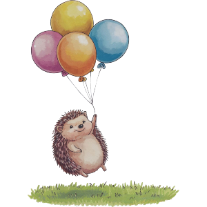 Cute Hedgehog with Balloons