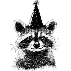 Raccoon with Party Hat
