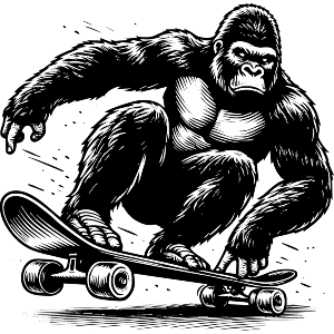 Gorilla on a Skateboard
