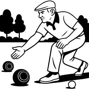 Man Playing Lawn Bowls