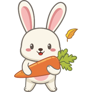 Kawaii Bunny Holding Big Carrot