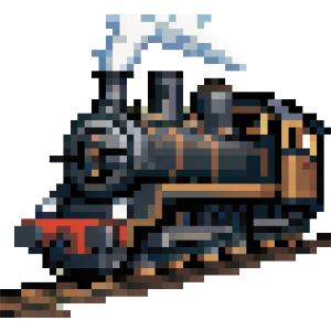 Steam-powered Locomotive Train Pixel Art 