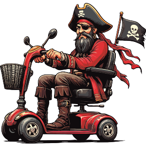 Pirate On Mobility Scooter