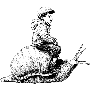 Boy Riding Snail