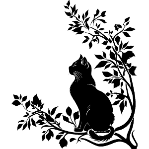 Cat Sitting on Branch 
