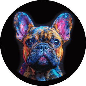 French Bulldog in Circle Frame