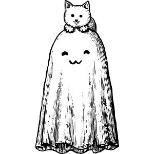 Cute Ghost with Kitten