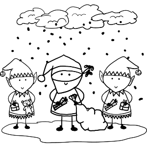 Father Christmas With His Elves