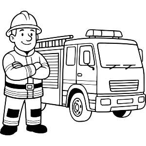 Fire Engine & Firefighter