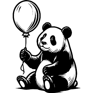 Party Panda Holding A Balloon