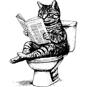 Cat Sitting on Toilet