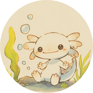 Cute Axolotl Sitting Underwater