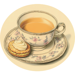 Cup of Tea with a Custard Cream Biscuit