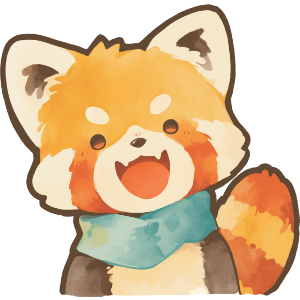 Cute Excited Red Panda Wearing Scarf