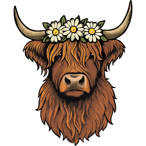 Highland Cow with Daisy Crown