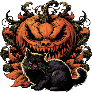 Halloween Pumpkin And Black Cat