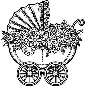 Floral Baby Carriage