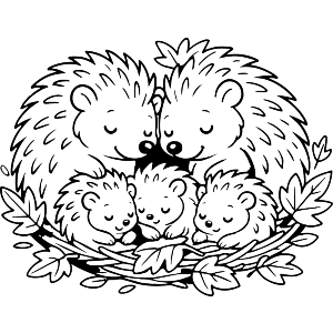 Hedgehog Family Cuddle