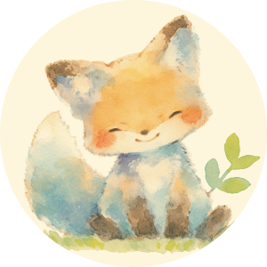 Cute Fox Sitting on Grass