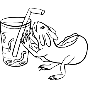 Axolotl Drinking Line Art