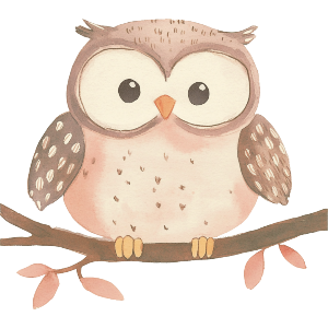Cute Owl on Branch