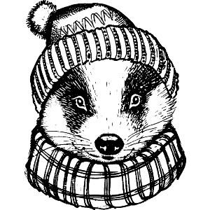 Badger Wearing Bobble Hat