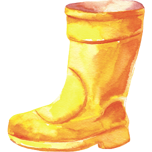 Yellow Gardening Rubber Boot Watercolor