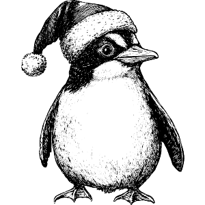 Penguin Wearing Christmas Hat Standing