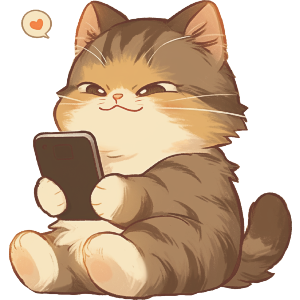 Cute Chubby Cat with Cellphone