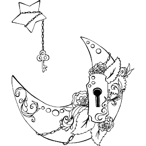 Whimsical Moon and Skeleton Key