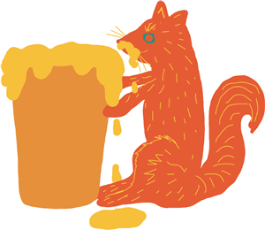 Squirrel with a pint of beer 