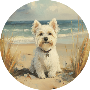 Westie Dog on Beach
