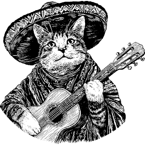Mexican Cat Playing Guitar