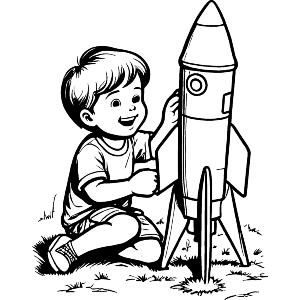 Boy Playing With Model Rocket