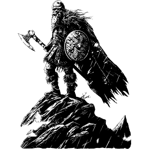 Viking Standing on Cliff