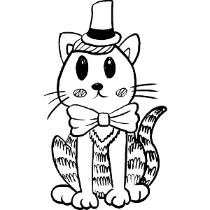 Cartoon Cat Wearing A Top Hat 