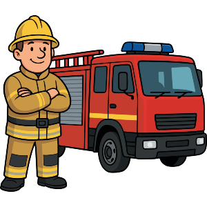 Fire Engine & Firefighter