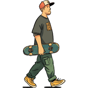 Skateboarder Walking with Skateboard