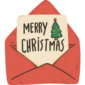 Merry Christmas Card in Envelope