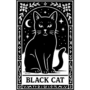 Mystical Black Cat Card
