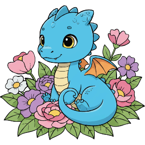 Little Dragon With Flowers