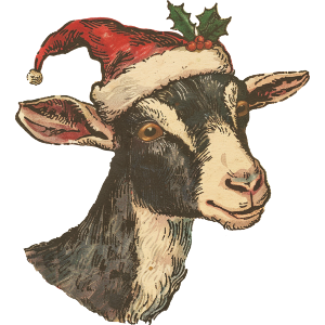 Goat Wearing Santa Hat