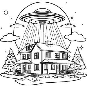 UFO Beaming up a House
