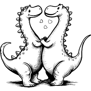 Cute Dinosaurs in Love