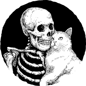 Skeleton Hugging Cat