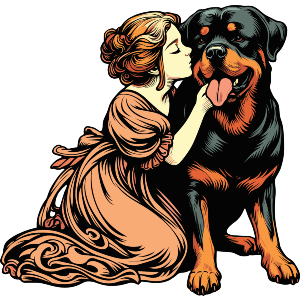 Girl With Rottweiler Puppy