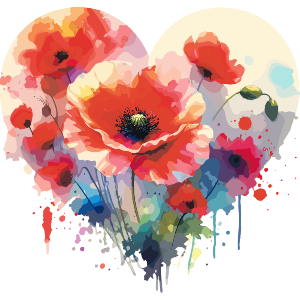 Red Poppy Heart