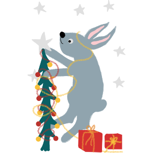 Rabbit Decorates For The Christmas Season