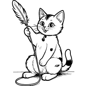 Cat Playing With A Feather Toy